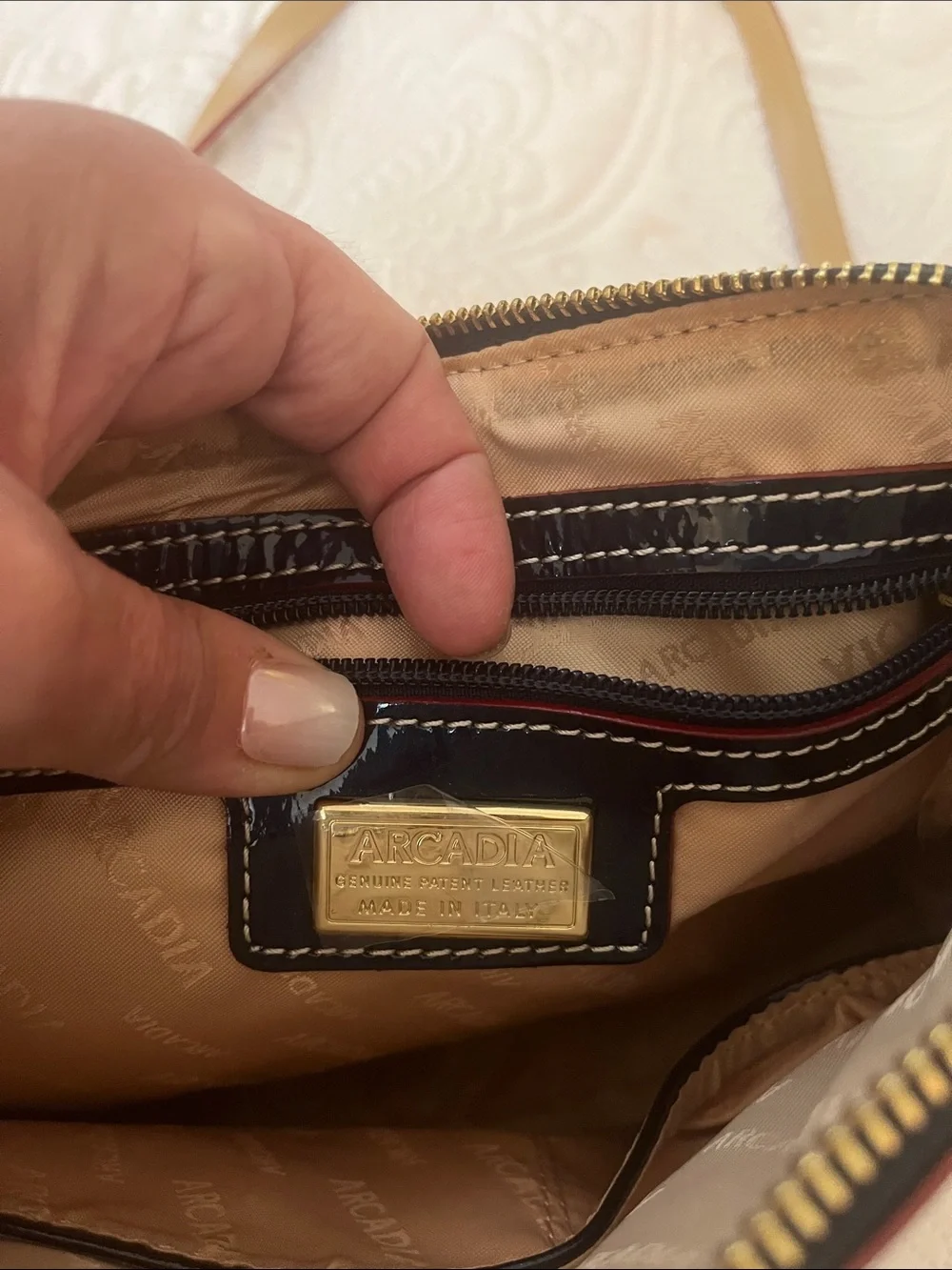 Arcadia Genuine Italian Navy Patent Leather Crossbody Bag – Made in Italy – NWOT